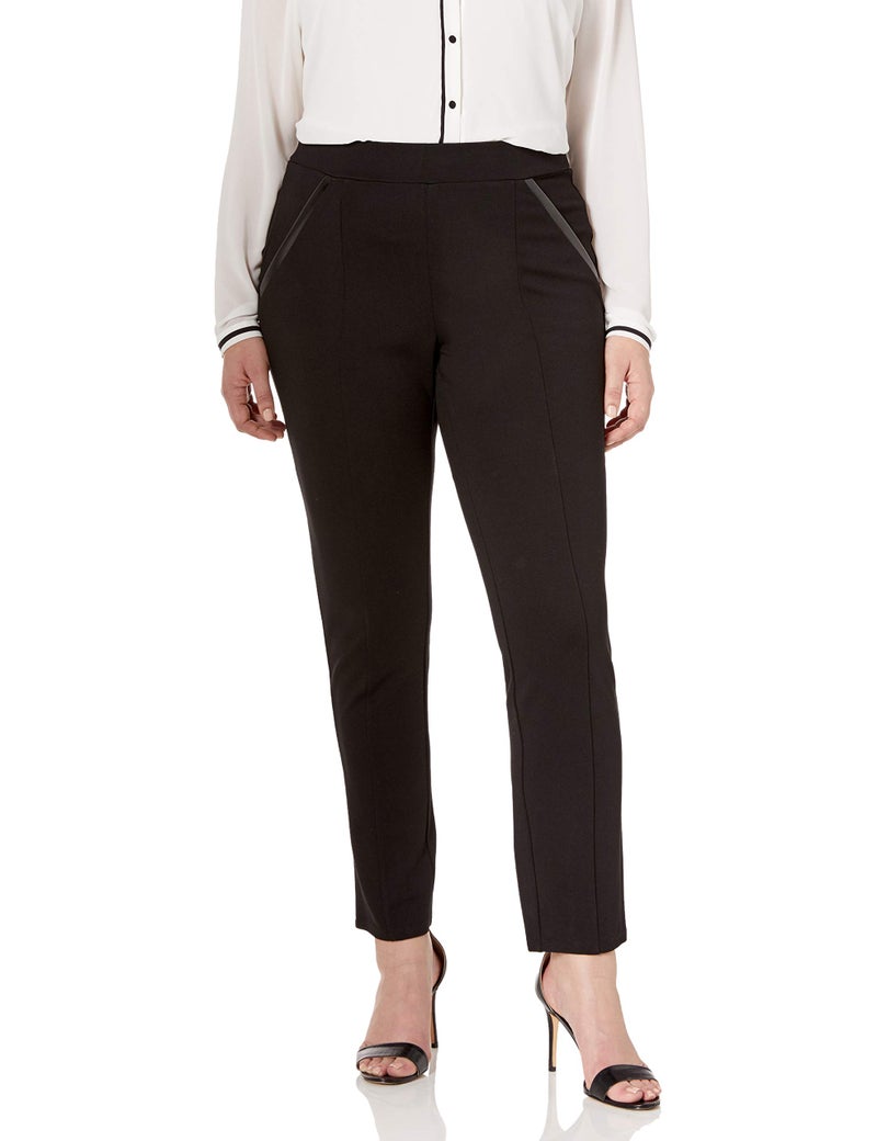 Rafaella Women's Plus Size Ponte Knit Slim Womenâ€™S Stretch Pants, Comfort Fit, Pull-On Style, 30.5â€ Inseam, Inclusive Sizing (Sizes 16-22 Plus), Black, 20 - Image 1